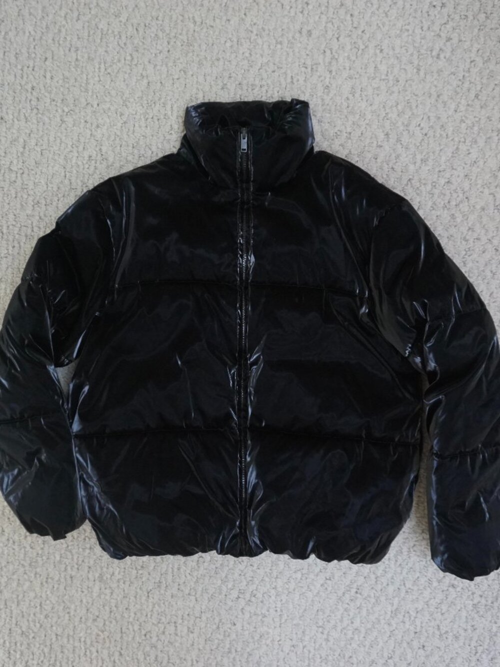 Black Water Resistant Reflective Puffer Jacket S